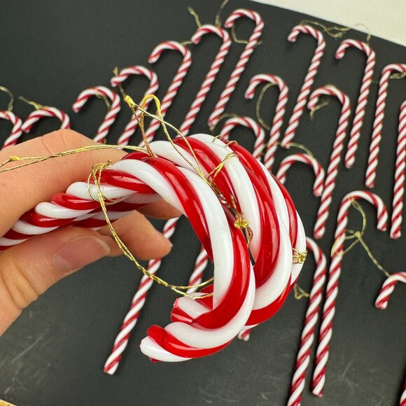Vtg Red White Hard Plastic Twisted Candy Cane Ornament Christmas Holiday 7 inch - Picture 6 of 8